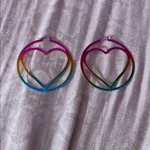 Rainbow heart hoops